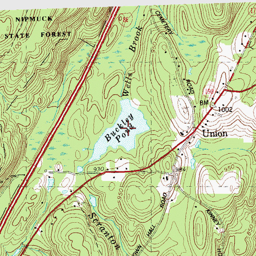 Topographic Map of Buckley Pond, CT