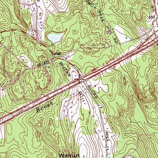 Topographic Map of Bucks Hill, CT