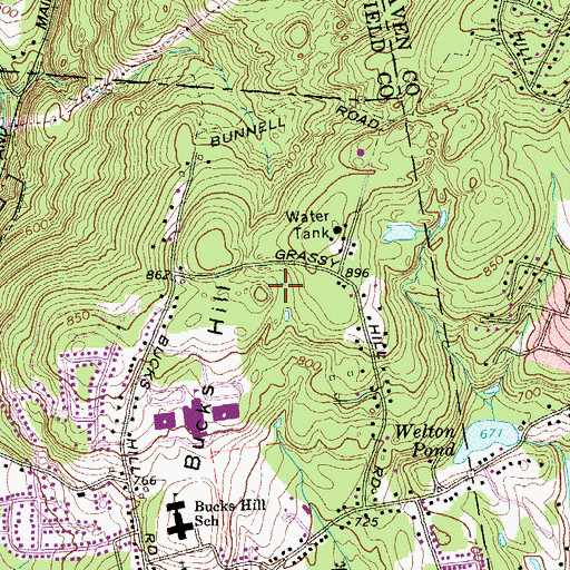 Topographic Map of Bucks Hill, CT