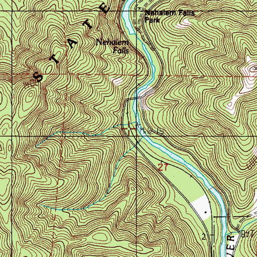 Topographic Map of Nehalem Falls Campground, OR