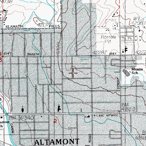 Topographic Map of Alva Park, OR