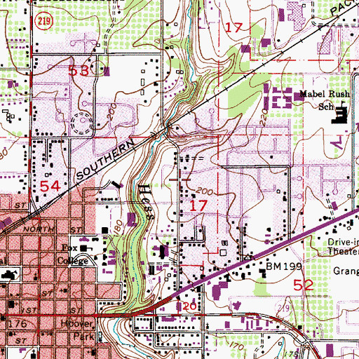 Topographic Map of Babe Nicklous Pool Park, OR