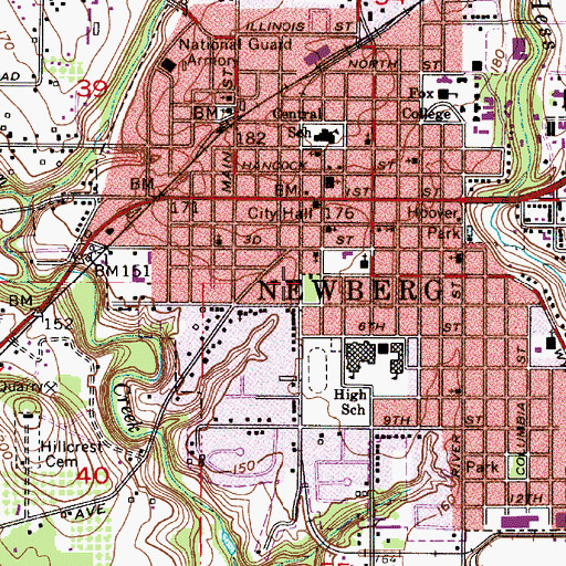 Topographic Map of Memorial Park, OR