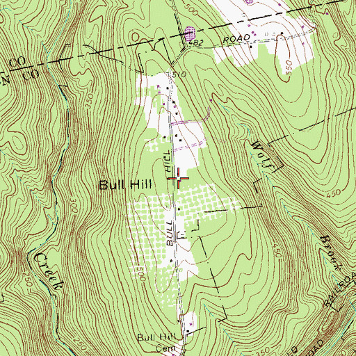 Topographic Map of Bull Hill, CT