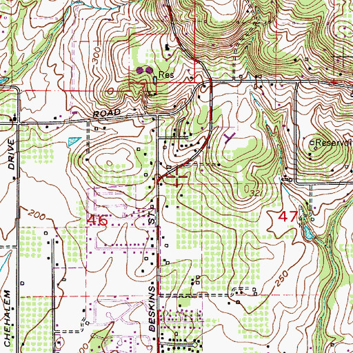 Topographic Map of Oak Knoll Tot Lot, OR