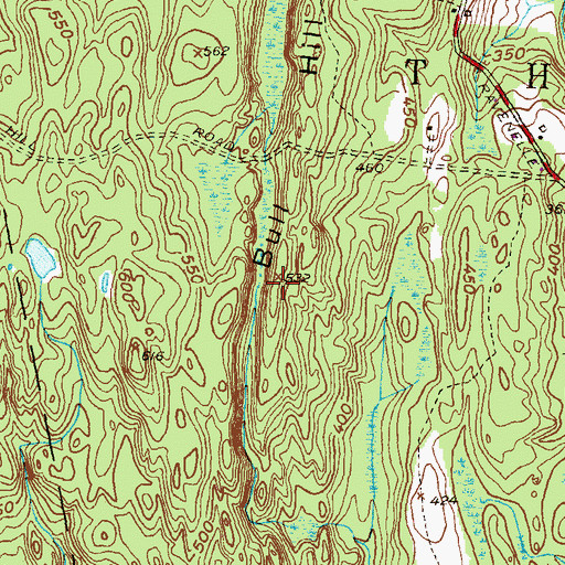 Topographic Map of Bull Hill, CT