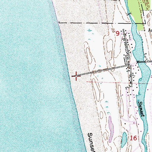 Topographic Map of Sunset Beach State Park, OR