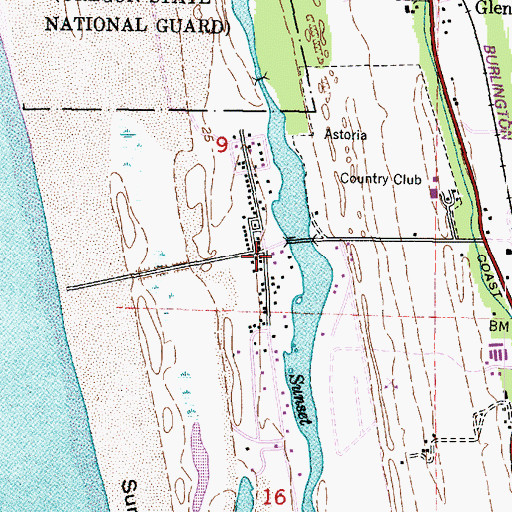 Topographic Map of Sunset Lake Public Park, OR