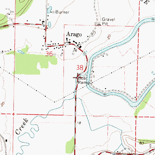 Topographic Map of Arago County Park Boat Ramp, OR