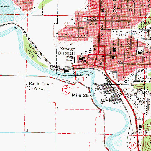 Topographic Map of Coquille Boat Ramp, OR