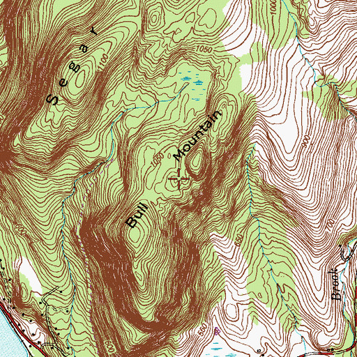 Topographic Map of Bull Mountain, CT