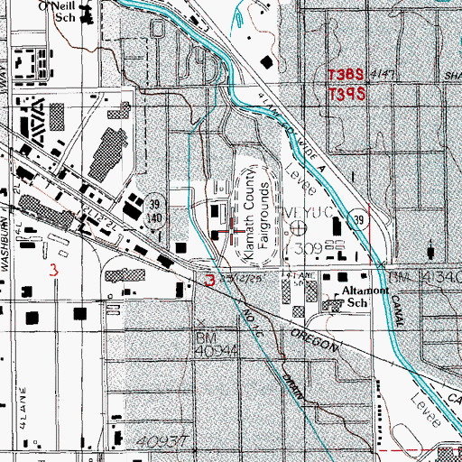 Topographic Map of Exchange Park, OR