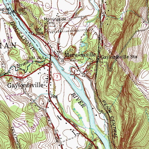 Topographic Map of Bull Mountain Brook, CT