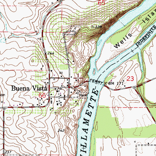 Topographic Map of Buena Vista County Park, OR