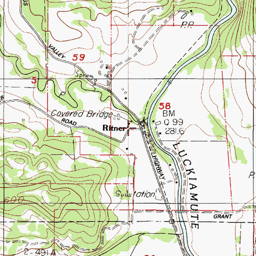 Topographic Map of Ritner Creek Bridge, OR