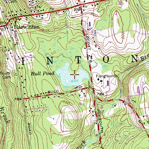 Topographic Map of Bull Pond, CT