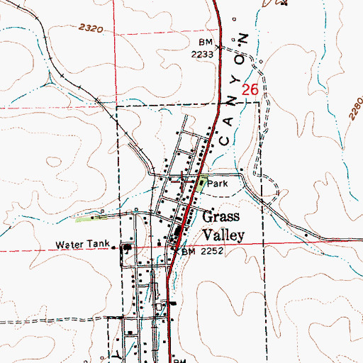 Topographic Map of Grass Valley City Park, OR