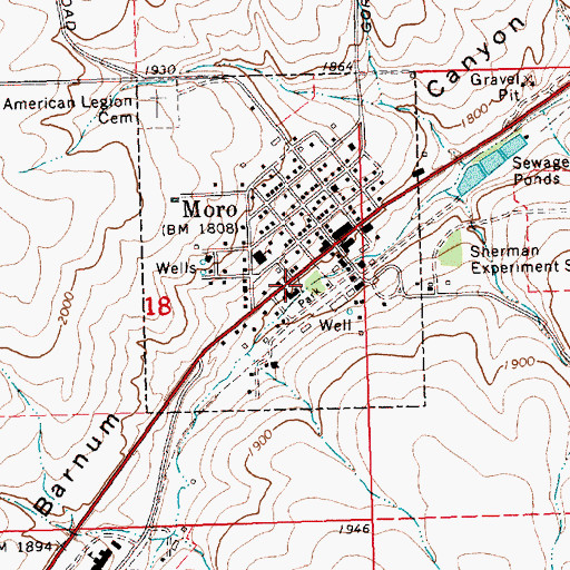 Topographic Map of Moro City Park, OR