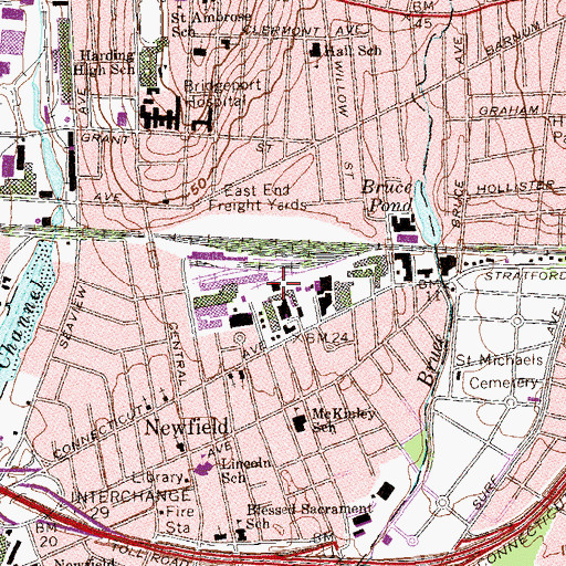 Topographic Map of Multicultural Magnet School, CT