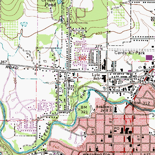 Topographic Map of Lyle Sports Complex, OR