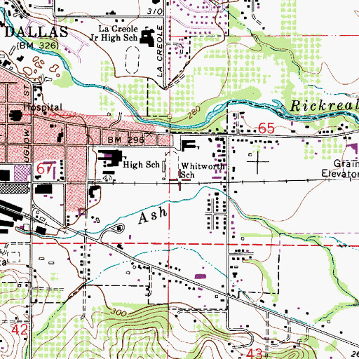 Topographic Map of Whitworth Sports Complex, OR