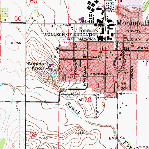 Topographic Map of Cherry Lane Park, OR