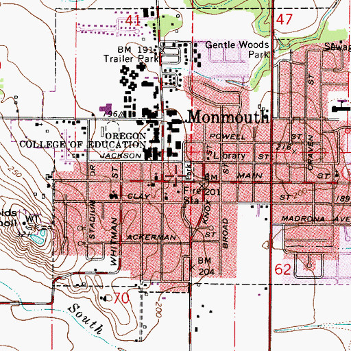 Topographic Map of Main Street Park, OR