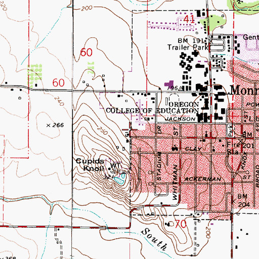 Topographic Map of Marr Court Park, OR