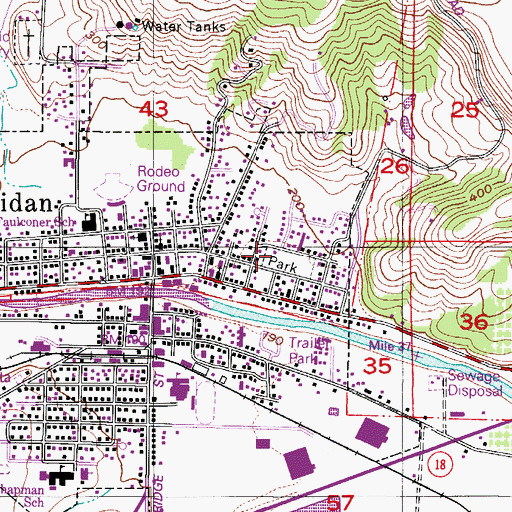 Topographic Map of Sheridan City Park, OR