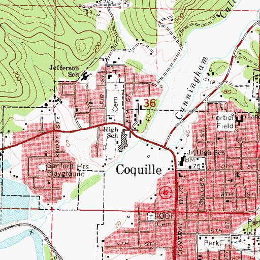 Topographic Map of Lions Club Park, OR