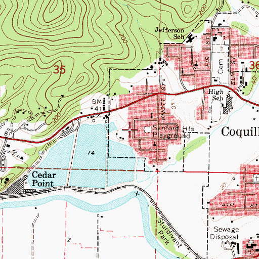Topographic Map of Sanford Heights Park, OR