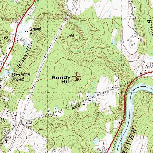 Topographic Map of Bundy Hill, CT