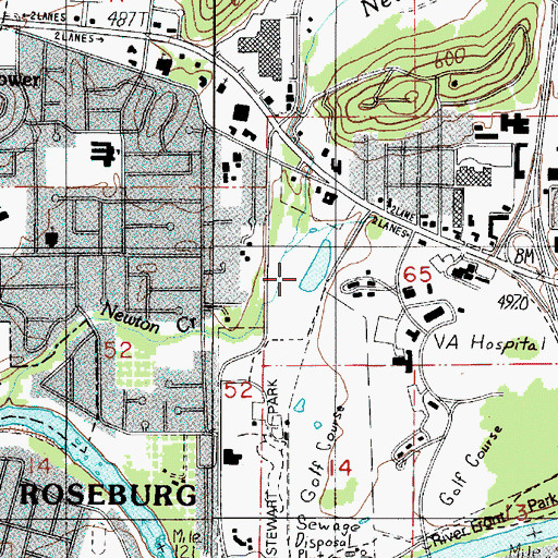 Topographic Map of Roseburg Skate Park, OR