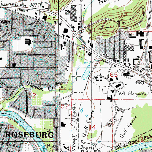 Topographic Map of Roseburg Skate Park, OR