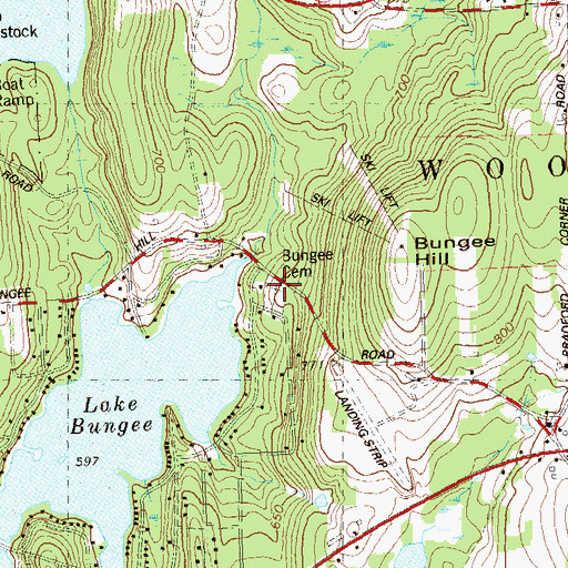 Topographic Map of Bungay Cemetery, CT