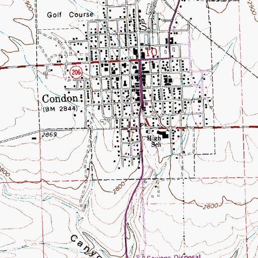 Topographic Map of Condon City Park, OR