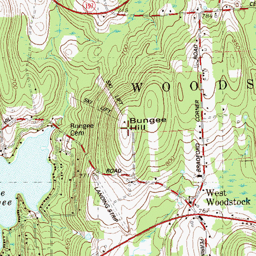 Topographic Map of Bungee Hill, CT