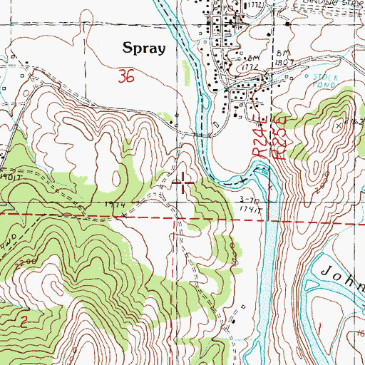 Topographic Map of Spray Riverfront Park, OR