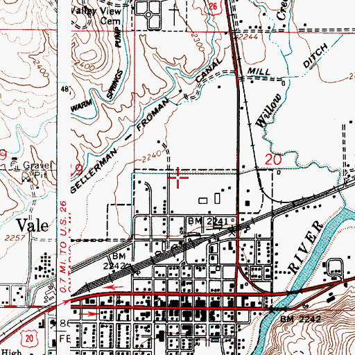 Topographic Map of Cottonwood City Park, OR