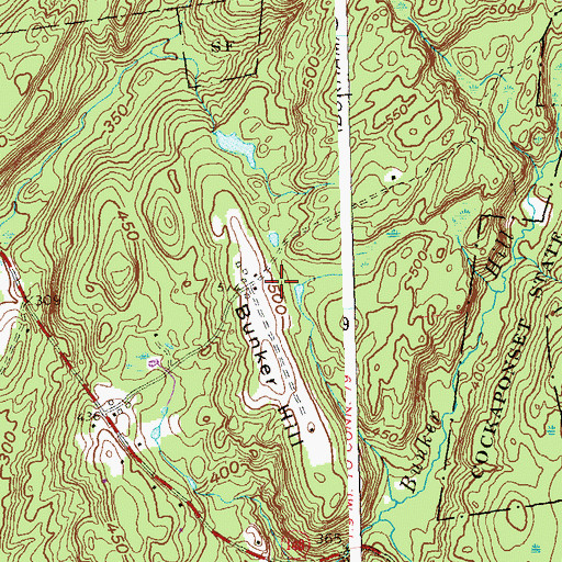 Topographic Map of Bunker Hill, CT
