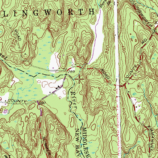 Topographic Map of Bunker Hill Brook, CT
