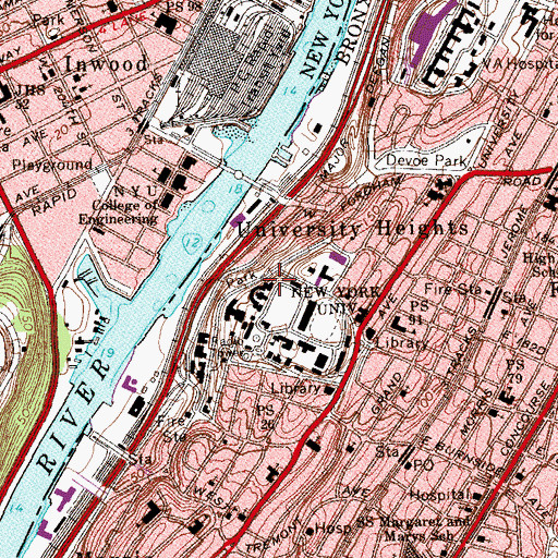 Topographic Map of Cornelius Baker Hall of Philosophy, NY