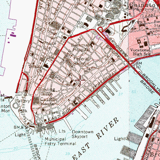 Topographic Map of American International Building, NY