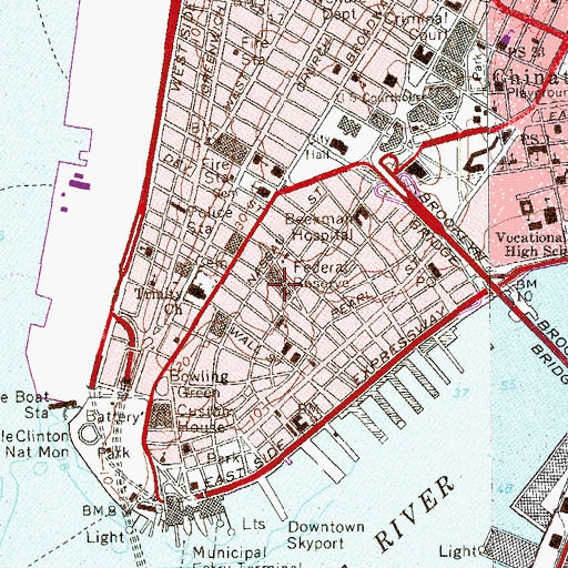 Topographic Map of Federal Reserve Bank of New York, NY