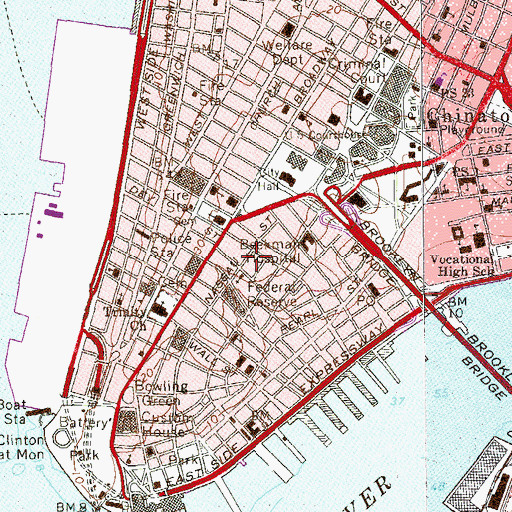 Topographic Map of Nassau Street Pedestrian Mall, NY