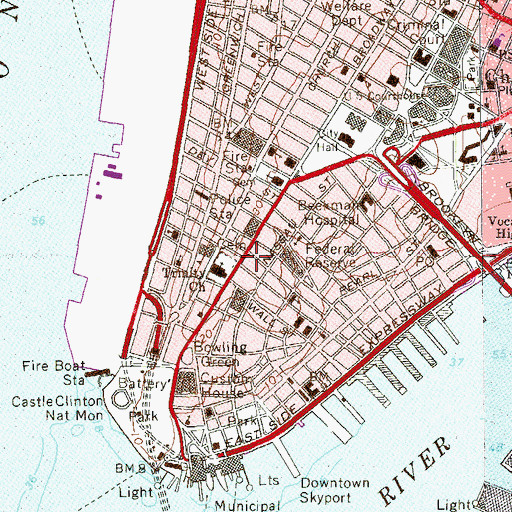 Topographic Map of Equitable Building, NY