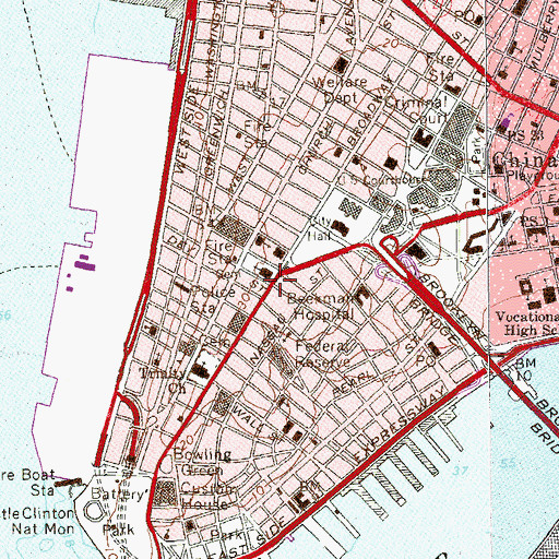 Topographic Map of Fulton Street Subway Station, NY