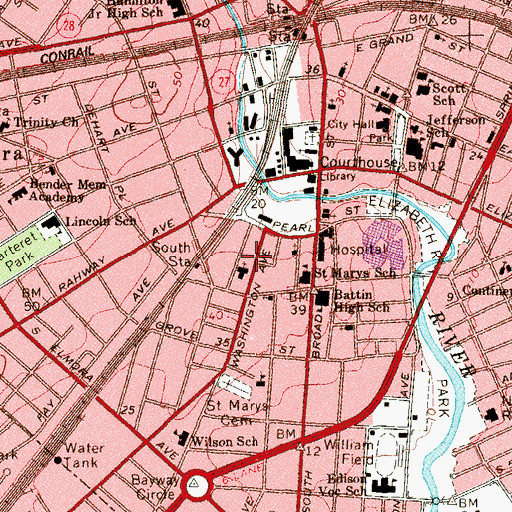 Topographic Map of Saint Mary of the Assumption Church, NJ