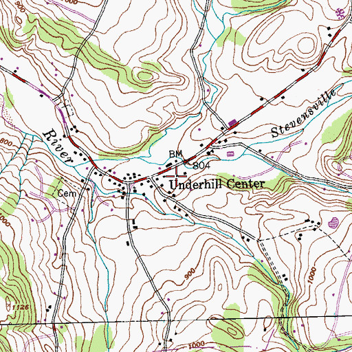 Topographic Map of Underhill Town Hall, VT