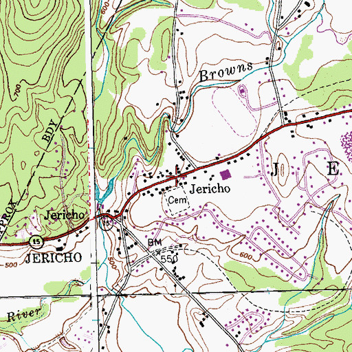 Topographic Map of Jericho United Methodist Church, VT